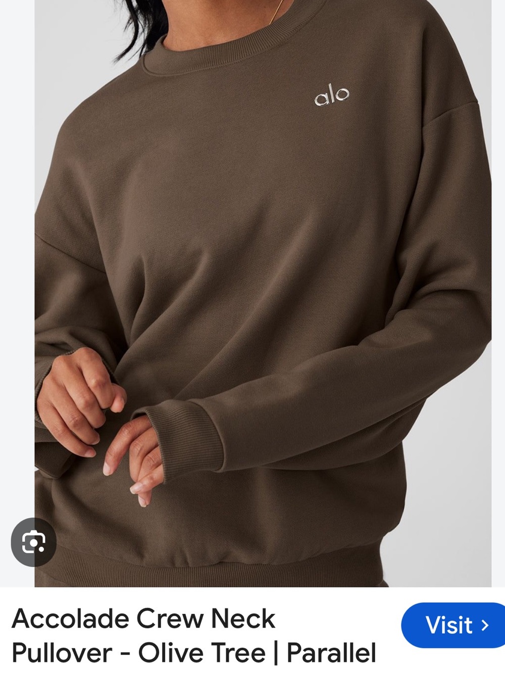 ALO Accolade Crewneck Sweatshirt in Olive